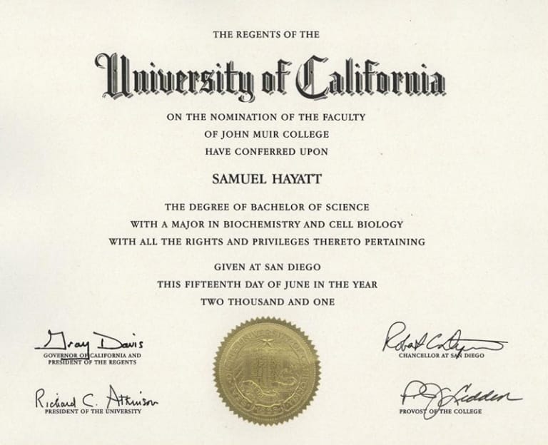 University of California Bachelor of Science